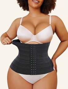 Nebility Waist Cincher Shapewear Tummy Control Plus Size Waist Trainers For Women Belly Trimmer Body Shaper Corset Girdle - 黑色 - 查看 1
