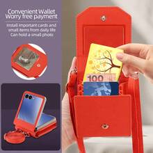 VIETAO 带挂绳的仿皮钱包式手机壳，带卡槽，兼容三星 Galaxy Z Flip 3 5G、4、5、6、7 - 橘色 - 查看 2