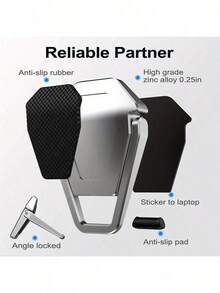 Soporte de laptop de aluminio ultraligero - Ergonómico, portátil, soporte de escritorio invisible con almohadilla de enfriamiento y soporte ajustable - Multicolor - Ver 6