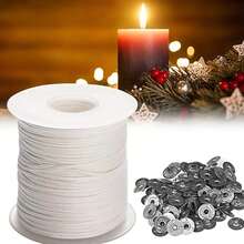 1包30米/61米棉质蜡烛芯，包含100个烛芯底座，圆柱形棉线，可自由裁剪至所需长度，无烟蜡烛芯，DIY蜡烛制作工具，易于使用，手工蜡烛制作，DIY蜡烛，香薰蜡烛自制材料，手工礼品，适合初学者 - 彩色 - 查看 3