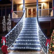 1pc 50/100/200/300 LED 7m/12m/22m/32m Solar String Lights, 8 Modes, Outdoor Lighting Suitable For Garden, Backyard, Patio, Deck, Porch, Pool, Tree Decoration [Solar] - White - View 5