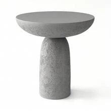 18.5'' Tall Pedestal Side Table, Modern Round Shape For Home Decor, Stone-Inspired With  Design, Beige Tall Sofa Side Table For Living Room Or Patio - Màu Xám nhạt - Xem 5