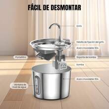 HSHa Bebedero For Mascotas 2.2 Liters, Ultra Silence (20~30 DB), Automático De Acero Inoxidable, With Ventana De Visualización Y LED, System De Filtrado Múltiple, Producto Para Catos - 2.2L/74.4oz - 查看 3