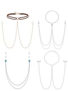 1 chiếc khuyên ngực và dây chuyền xỏ khuyên cơ thể thời trang tối giản gợi cảm - Nhiều màu - Xem 6