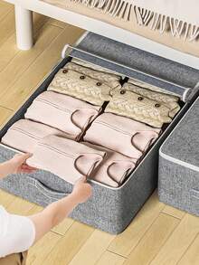 1pc Flat Drawer-Style Under Bed Storage Bag, Large Capacity, Moisture-Proof Storage Box For Clothes And Pants, Foldable Design To Save Space, Transparent Window, Quality Fabric, Reinforced Handle, Double-Sided Zipper, Gray Color, Suitable For Holiday And Room Decor - L - View 5