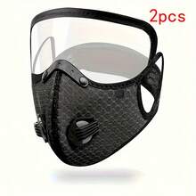 1pc/2pcsRemovable Face Mask, Reusable Face Mask With Exhalation Valve, Transparent And Visible Removable Eye Mask, Oral Filter, Outdoor Activity Equipment, Dustproof, Suitable For Women And Men