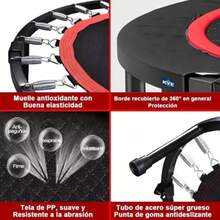 Trampolín Plegable para Ejercicio de 40 Pulgadas Diámetro 100CM Soporta 400kg 24 Resortes Estructura de Acero Mango Ajustable Ideal para Ejercicio en Casa y Aire Libre - Multicolor - Ver 5