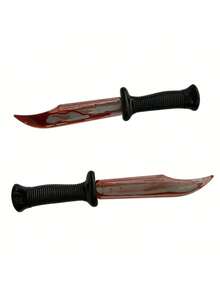 1件装节日道具表演动漫道具恶作剧流血假刀塑料逼真血腥电影道具 - 彩色 - 查看 4