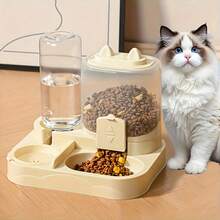 2-In-1 Automatic Cat Feeder And Water Dispenser, Dry And Wet Separation, Durable Plastic, Suitable For Multi-Pet Drinking And Healthy Feeding, Easy To Clean And Durable Pet Water And Food Station, No Battery Required - One Size Fits All - View 2