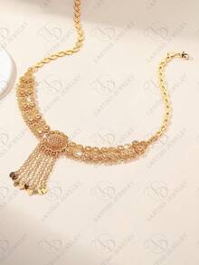 24K Gold Plated Hollow Star Design Handmade Jewelry Set - Earrings & Necklace, Fashion Accessories Suitable For Party, Wedding, Anniversary, Formal Wear, And Casual Daily Wear For Women