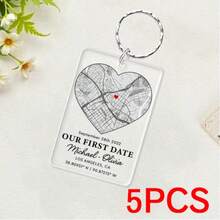 Personalized Map Keychain, Customized Couple Jewelry, First Date Gift, Couple Keychain, Location Map Keychain, Valentine's Day Gift For Him - Multicolor - View 10