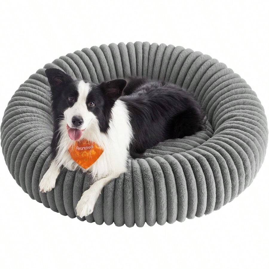 zxr Feandrea Cama para Perros Cama Extra Grande para Gatos 100 cm de Diámetro Cama para Mascotas Cojín Lavable Acolchado Suave Antideslizante Gris Paloma MPGW306GD0189 - XXL100 largo x 100 ancho x 20 alto cm - Ver 1