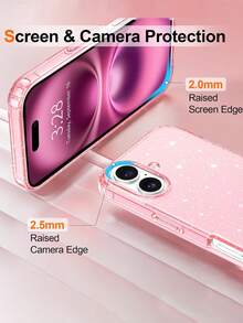 Ốp lưng điện thoại TPU màu hồng lấp lấp, trong suốt, chống sốc, bảo vệ toàn thân, tương thích với iPhone 17/17 Air/17 Pro/17 Pro Max/16/16 Pro/16 Plus/16 Pro Max 16/15 Pro Max/14 Pro Max/13 Pro Max/12 Pro Max/11 Pro Max/16 Pro Max. Quà tặng Ngày Phụ nữ - Sinh nhật. - Hồng - Xem 3