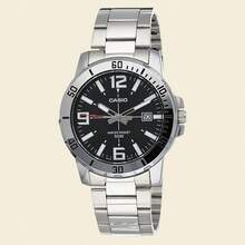 Casio ساعة كاسيو للرجال بسوار من الفولاذ المقاوم للصدأ، مناسبة للارتداء اليومي والديكور، هدية للرجال - بدلة سوداء - مشاهدة 10