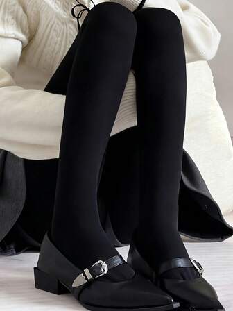 1 par damstrumpbyxor med 50D svarta minimalistiska enfärgade strumpbyxor