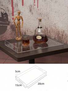 Large Acrylic Tray With Handle, Acrylic Serving Tray For Food, Drinks, Snacks And Appetizers, Rectangular Tray, Coffee Table Tray, Acrylic Makeup Organizer Box, Suitable For Coffee Table, Footstool And Outdoor Use
