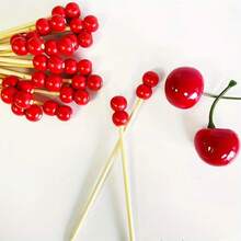 30/60pcs Red Bead Cocktail Picks -Elegant Red Bead & Skewers ForChristmas, Thanksgiving, Halloween, Parties - Ideal For Appetizers, Fruit,Desserts,Sandwiches,Party Appetizer,Festive Skewers, AppetizerSkewers, Holiday Hosts