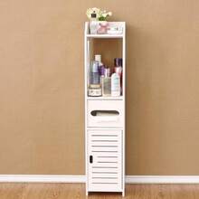 Garage Integrated Storage RacksArmario Estrecho para Papel Higiénico Armario Pequeño de Esquina para el Baño con Puerta y Estantes Soporte Delgado para Papel Higiénico para Baño Organizador de Esquina con Estantes - blanco - Ver 7