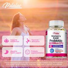 PSLALAE Women's RAW Probiotic 100 Billion CFU - For Gut Health, Bloating Relief, Probiotics Nourish Digestion, Digestive Health - 120pcs - 120粒膠囊 - 查看 6