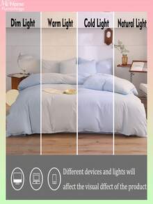 3pcs Light Blue Bedding Set - 1 Duvet Cover & 2 Pillowcases, Soft & Comfortable Textiles, Available In Multiple Colors, Suitable For Dorms, Simple & Fashionable Home Decor, Soft & Cozy Bedroom Linens, Fashionable Set, Machine Washable, No Filling - Baby Blue - View 7