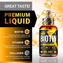 MONTUE Liquid Biotin & Collagen Hair Growth Drops 25,000mcg - Biotin And Liquid Collagen Supplement For Men & Women - Glowing Skin Support, Healthy Hair & Nail Growth - 1oz - 1pc - 查看 3