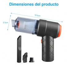 Aspiradora portátil para automóvil, aspiradora y soplador de doble función de alta potencia, purificador de aire sin varilla multifuncional, limpiador de automóvil, diseño compacto, aspiradora elegante, succión potente, aspiradora de doble función, succión fuerte, imprescindible para los propietarios de automóviles. - Negro - Ver 2