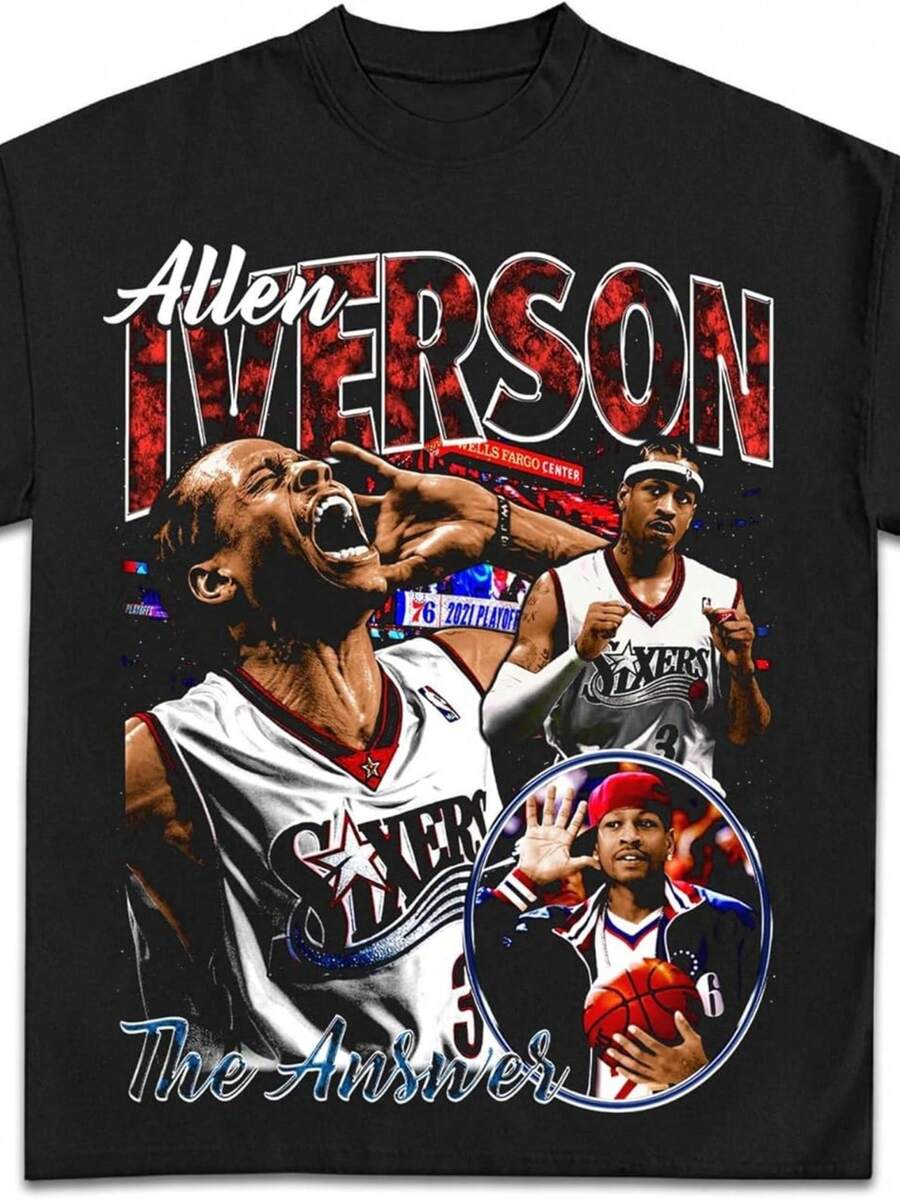 Iverson Scream Graphic Tee _ Premium Quality Heavyweight Basketball Shirt For Adults & Kids - màu đen - Xem 1