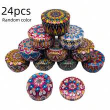 36个/套 2.2盎司带盖锡罐，散装空锡罐，适用于蜡烛制作，也适合存放衣物碎屑、干果、粉末等，成人DIY蜡烛制作，多种图案可选 - 混合色 - 查看 12