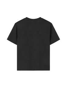 Boys & Teens' Casual Graphic Print Round Neck Short Sleeve T-Shirt, Summer Top - màu đen - Xem 3