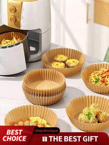 10/50/100pcs Disposable Air Fryer Liners (6.3 Inches), Paper Air Fryer Basket Liners, Paper Baking Cups, Baking Trays, Oven Accessories, Baking Tools, Kitchen Gadgets, Kitchen Supplies - Multicolor - View 9