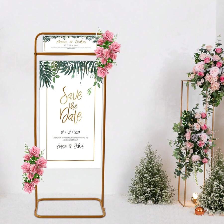 Wedding Easel Stand Metal Large Sign Stand Wedding Welcome Stand Floor Sign Holder Poster Seating Chart Frame Floral Ceremony Decorations Wedding Display Stand, 4.9 Feet Signage Decorating - 預設 - 查看 1