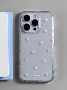 可爱星形元素透明闪亮时尚手机防震壳，兼容17 Pro Max/16/15/14/13/12 Pro Max/11，可爱梦幻闪亮防震保护套，韩版生日派对礼物周年纪念春季适用 - 藍星星 - 查看 4