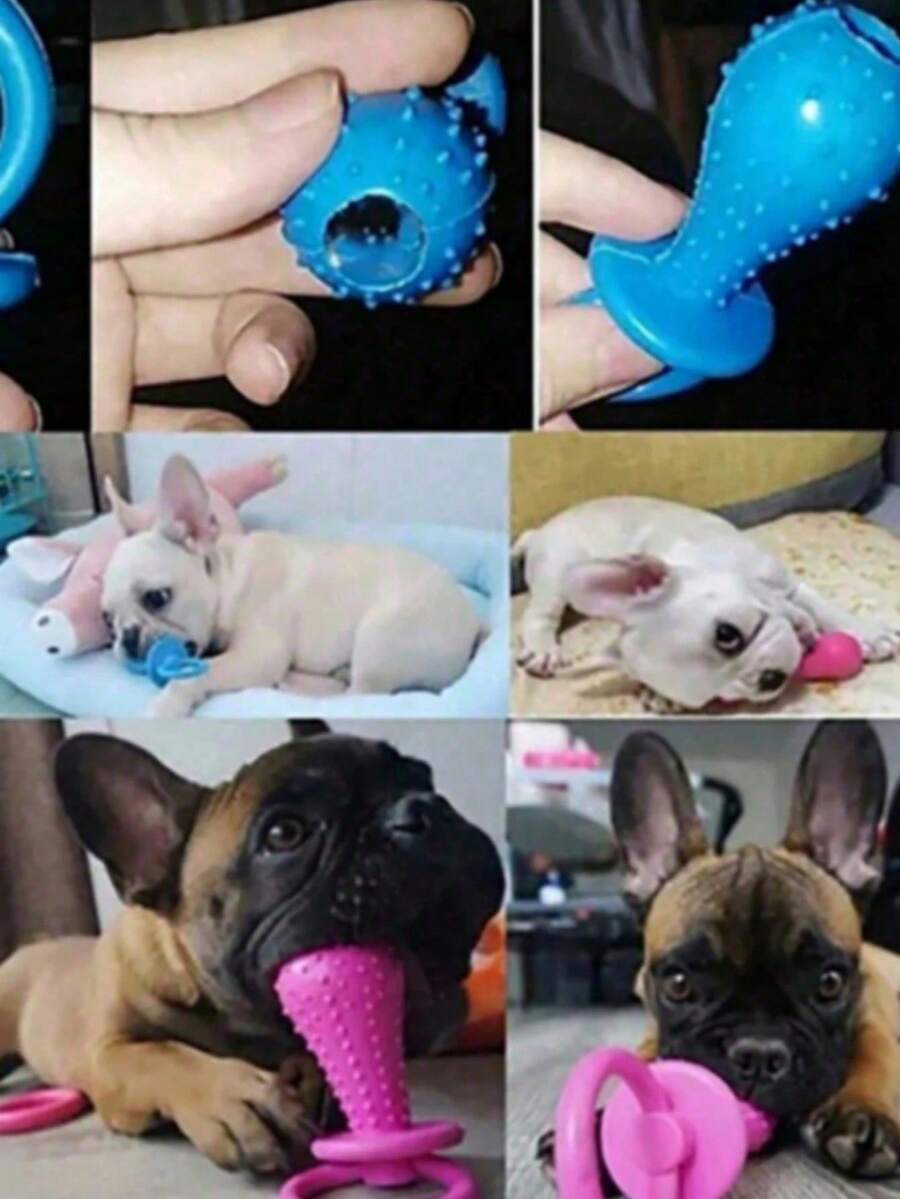 1/3pcsPet Pacifier Dog Toy Interactive Pacifier Pet Dog Cat Puppy Elastic Grinding Toy Teeth Cleaning Toy - Multicolor - View 1