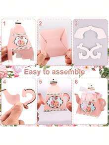 10 piezas de elegantes cajas de regalo con forma de tetera decoradas con flores en colores pastel con acentos dorados - Ideal para fiestas de primavera y reuniones de té, bodas, cumpleaños, accesorios para eventos de primavera