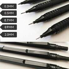 全金屬自動機械鉛筆 0.3/0.5/0.7/0.9/2.0mm，低重心設計，適合建築/工程/藝術，書寫順暢，繪圖與素描雙用途，返校季 - 黑色 - 查看 12