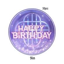 10/20/40/50个装，K-Pop歌手生日派对粉紫色一次性纸盘套装，K-Pop演唱会音乐主题生日派对装饰，女团主题，7英寸和9英寸纸盘，男孩女孩K-Pop派对用品 - 彩色 - 查看 14