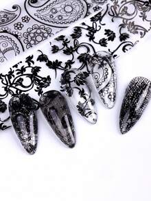 10pcs/Set(Bagged)White Black Lace Nail Art Foils Set Nail Transfer Sticker Paper DIY Manicure Nail Decoration Accessories - Nhiều màu - Xem 6