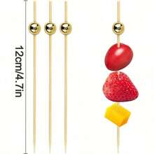 30/60支装红色鸡尾酒签 - 精致红色串珠签，适用于圣诞节、感恩节、万圣节、派对 - 非常适合用于开胃菜、水果、甜点、三明治、派对开胃菜、节日串烧、开胃菜串、节日餐饮 - 彩色 - 查看 5