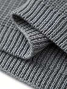 Mommy And Me Matching Sweaters Solid Color Ribbed Long Sleeve Round Neck Chunky Knit Tops For Autumn Winter - Grey - View 5