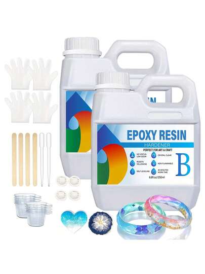 17.6 盎司/35.2 盎司（500 毫升/1000 毫升）晶莹剔透的环氧树脂套装 - 无气泡、不发黄，非常适合涂层、铸造、桌面、DIY、酒吧、河流桌、树脂艺术、高光泽木材、珠宝和 DIY 项目 - 非常适合情人节和手工制作