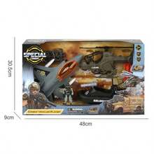 Juego de Juguete Militar Completo con Avión Helicóptero Lancha y Figura de Soldado - como en la foto - Ver 1