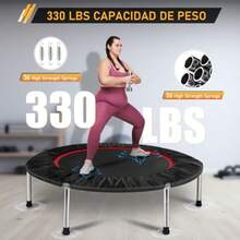 Trampolin para Acondicionamiento Fisico de 101cm Brincolin Plegable de Fitness con Base de 6 Patas y 36 Resortes con Cuerda para Saltar Ejercicio de Gimnasio Aeróbico Resitente y Duradero - Multicolor - Ver 3