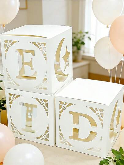 1pc 25 And 30cmBalloon Box White Transparent Moon Festival Party Box Star Moon Middle East Festival Decoration Party Ornament, Suitable For Middle East Festival Parties, Baby Parties