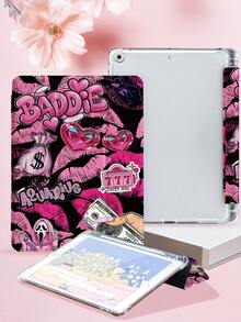 Collage Style Lipstick Banknote Pattern Tablet Protective Case, Compatible With IPad 9.7/10.2/10.5/10.9/12.9/Pro 11 (10th Generation), Compatible With Samsung Galaxy Tab S6 Lite 10.4-Inch, Compatible With Kindle Paperwhite (12th Generation, 2024 Model), Kindle (11th Generation, 2022 Model), Gentle Anti Drop, Smart Stand/Automatic Wake-Up/Sleep Function - Multicolor - View 4