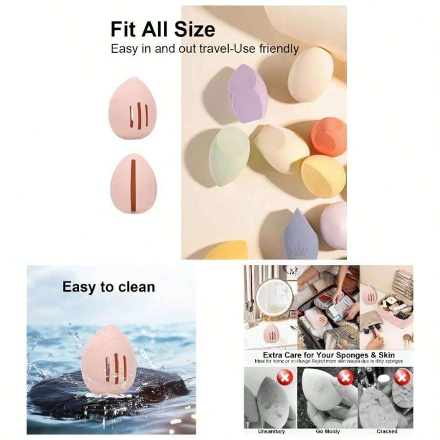 Silicone Sponge Holder, Breathable Sponge Case Business, Travel Or Daily, Fit All Sponges Pink - 粉紅色*1 - 查看 1