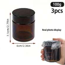 1/5/10pcs Amber Glass Cosmetic Jars With Lids, Refillable Travel Containers For Creams & Lotions, Portable Airtight Jars For Eye Cream/Face Cream Storage, DIY Samples - Black - View 25