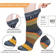 5 Pairs Of Women's Winter Socks – Breathable, Soft, Thick Wool Socks In Colorful Designs – Perfect Gifts For Women - Multicolor - View 3