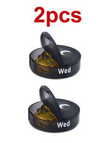 1 Set de 7 días de caja portátil circular para pastillas (7 cajas de medicina separadas + 1 caja de almacenamiento), contenedor de almacenamiento de medicina de viaje multicolor con compartimentos para organizar la medicación de mañana/noche, 14 cajas de clasificación de medicina negra, caja de medicina portátil con compartimentos de plástico - Multicolor - Ver 22