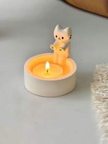 A Charming Cat-Shaped Candlestick - An Adorable Desktop Decorative Candlestick, Perfect For Home And Café Décor, Suitable For Bathrooms, Desktops, And Dining Rooms. An Ideal Scented Candle Holder, This Ceramic Cat-Shaped Candlestick Is A Warm And Inviting Home Decoration, Adding Ambiance To Your Home, Café, Or Bathroom. - 彩色 - 查看 8