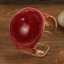 Handmade Heavy Industry Bead Weaving, Winding, Aluminum Wire Stretching, Plastic Resin, Mibo, West Asia, Middle East, Banquet Vacation, Fashionable Retro Popular Bracelet - Red - View 7